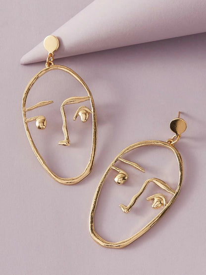 Pendientes de Cara Divertida para Mujer – Aretes Asimétricos Creativos, Un Par, Nuevo Diseño