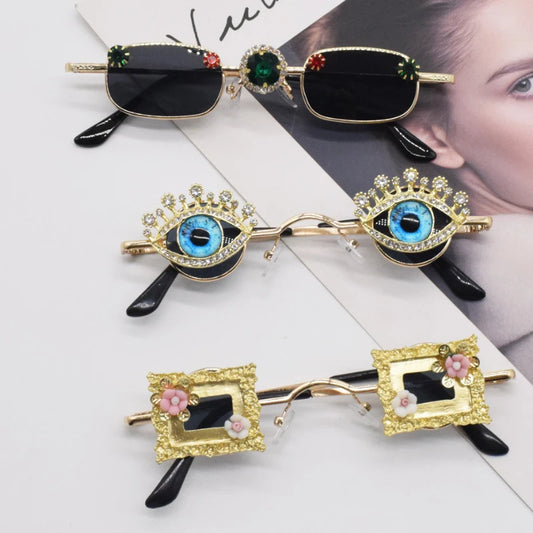 Gafas de Sol Vintage con Diamantes de Imitación - Lentes Steampunk de Lujo con Protección UV400