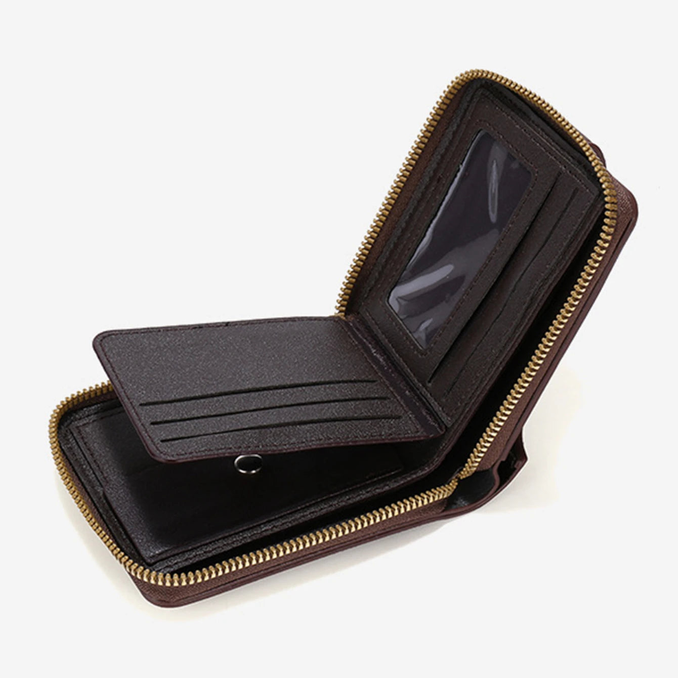 Billetera Hombre Vintage de Alta Calidad en Cuero PU con Bolsillo para Monedas, Tríptico y Cremallera