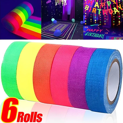 Rollos de Cinta Fluorescente UV Reactiva, Autoadhesiva, Brilla en la Oscuridad, para Decoración Neon y Accesorios de Hogar