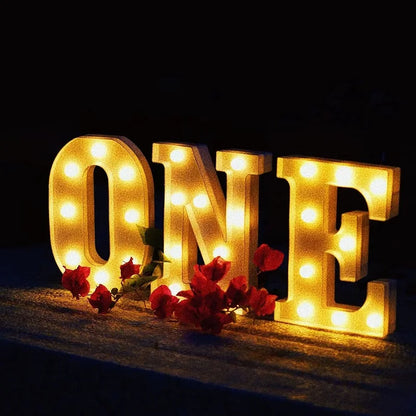 Lámparas LED de Letras y Números, Luz Nocturna con Pilas para Bodas, Cumpleaños, Navidad, Fiestas y Decoración del Hogar