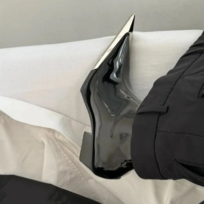 Botas Cortas de Tacón Alto para Mujer - Botines de Vaquero con Punta de Hierro y Cremallera, Estilo Británico, Martin Grueso