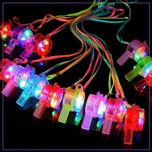 Silbatos luminosos LED (10/30 piezas) – Collar con luces intermitentes para fiestas, bodas y cumpleaños
