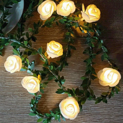 Cadena de Luces LED de Rosas Blancas 1.5/3M - Decoración de Mesa para Bodas y Eventos