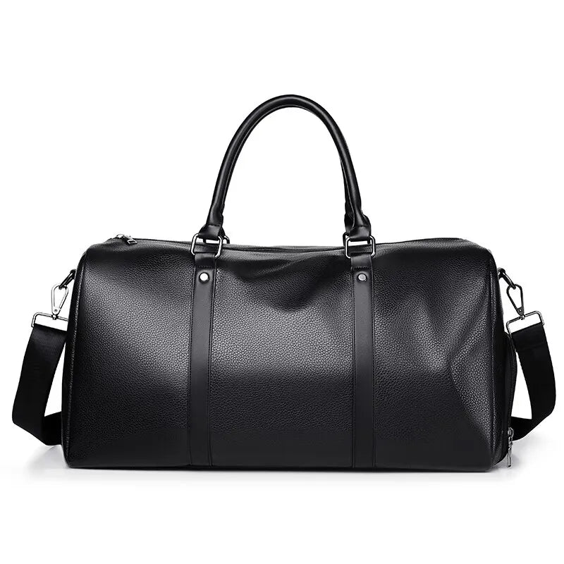 Bolso Retro Deportivo y de Viaje | Impermeable de Gran Capacidad | Bolsa de Entrenamiento PU con Compartimento para Zapatos