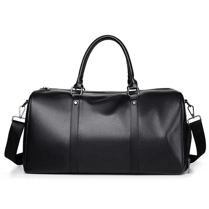 Bolso Retro Deportivo y de Viaje | Impermeable de Gran Capacidad | Bolsa de Entrenamiento PU con Compartimento para Zapatos