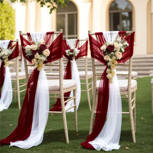 Juego de fajas de gasa brillante para silla, fundas decorativas para bodas, banquetes y eventos, 10/50 piezas, 17x250 cm