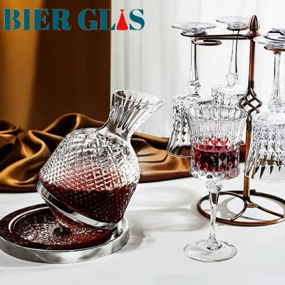Juego de Decantador y Copas de Cristal Sin Plomo - Copas de Cóctel y Champán de Diseño Retro para Fiesta y Bar, Disponible en 2, 4 y 6 Piezas