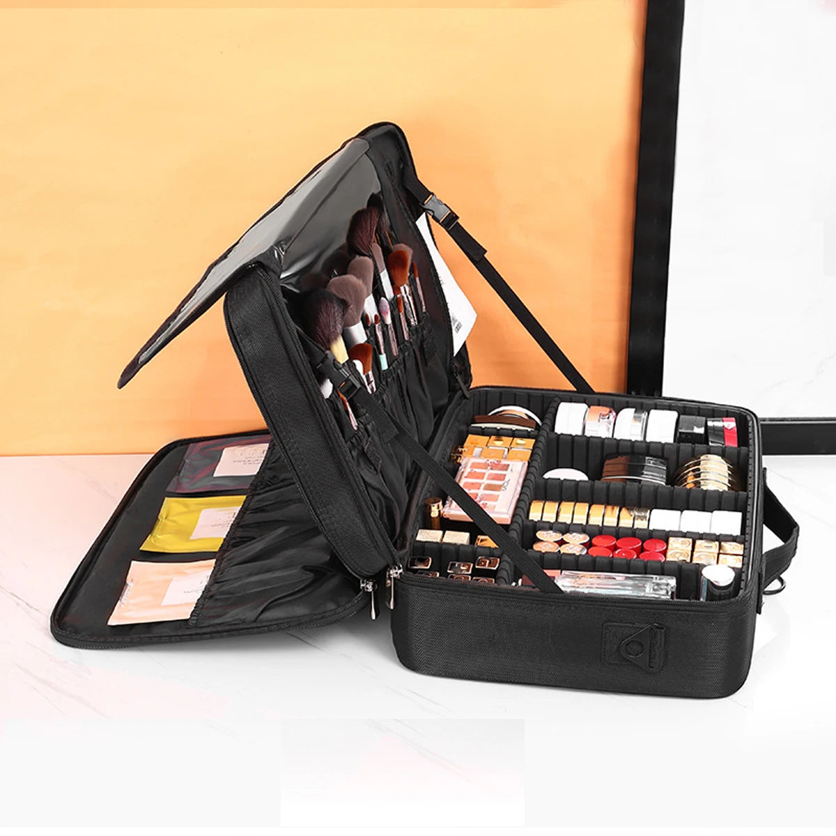 Maletín Cosmético de Tres Capas - Impermeable de Tela Oxford para Maquillaje y Almacenamiento