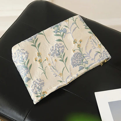Bolsa de Maquillaje para Mujer - Diseño Floral Azul - Gran Capacidad y Versatilidad