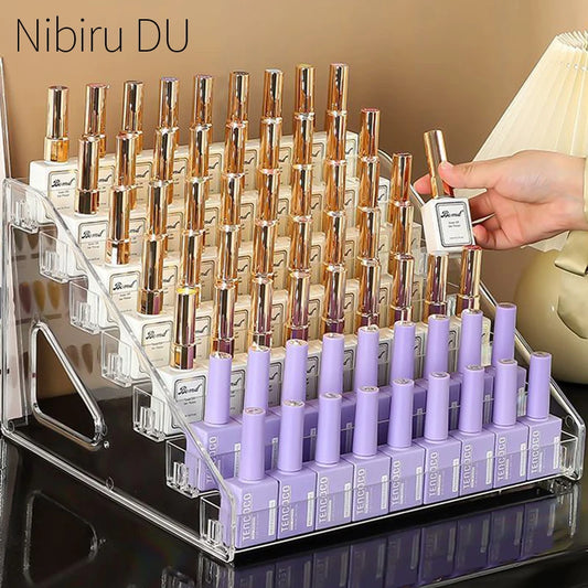 Estante de Exhibición de Esmalte de Uñas Acrílico - Organizador de Cosméticos Transparente, Soporte Multicapa (3/4/5/6/7 Capas)