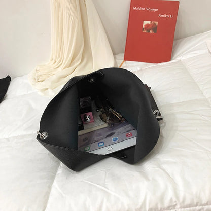 Bolso de Cuero de Moda para Mujer – Bolsa de Mano de Lujo, Capacidad Grande, Diseño Simple con Cadena, Bolsos de Hombro y Cruzados para Mujeres