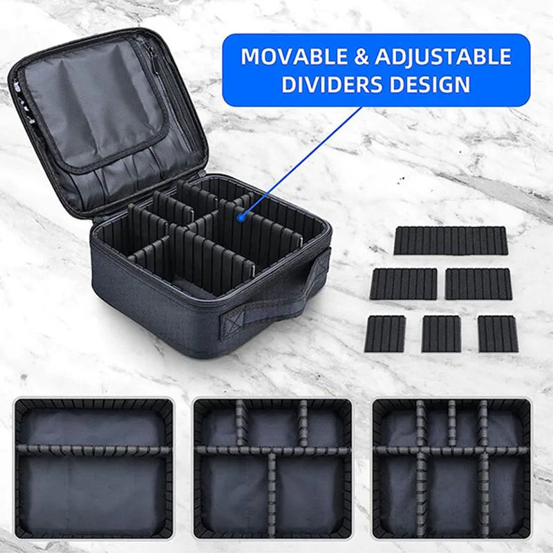 Estuche de Maquillaje Impermeable para Mujer - Organizador Profesional con Compartimentos para Brochas y Herramientas de Belleza