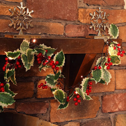 Guirnalda Navideña de Acebo Artificial con Bayas – Decoración de 1.8M para Árboles de Navidad y Hogar