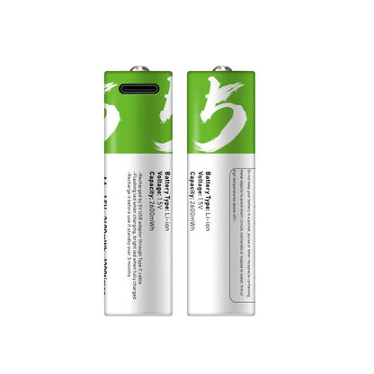 Batería Recargable USB de Alta Capacidad de 1.5V AA, 2600 mWh para Ratones, Juguetes, Relojes y Control Remoto con Cable