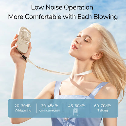Ventilador Portátil JISULIFE Mini Handheld con Soporte - Diseño Ultra Delgado, Recargable por USB, Ideal para Maquillaje de Pestañas