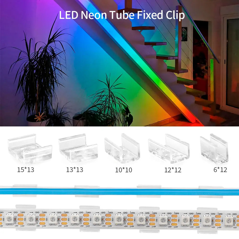 Conector de Tira LED, Clips de Fijación, Accesorios de Plástico para Fijación en Pared, Compatibles con Cinta de Luz de Neón LED RGB 5050, 6MM, 10MM, 12MM, 15MM