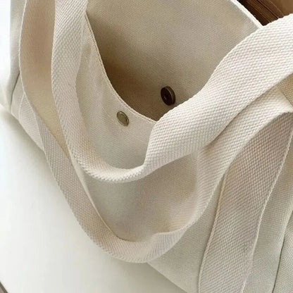 Bolso de lona de gran capacidad para mujer, bolsa de hombro con cremallera, bolsillo exterior múltiple, bolso de compras para estudiantes
