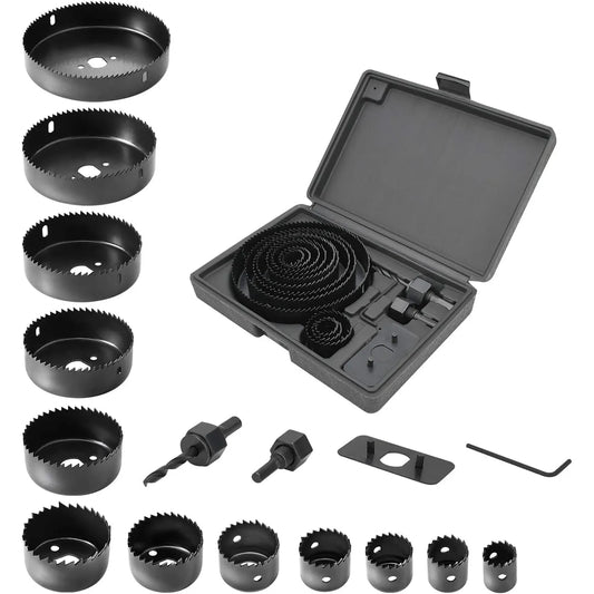 Juego de Sierras de Corona 2/3/6/8/13/16PCS, Kit de Sierras de Corona 19mm-127mm, Mandriles Hexagonales y Llave Allen con Caja de Almacenamiento - Ideal para Madera Blanda y Tablero de PVC