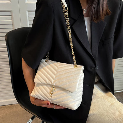 Bolso Casual de Cadena Crossbody para Mujeres - Bolso de Hombro con Rayas de Moda, Gran Capacidad, Diseño con Tapeta, Accesorio Elegante