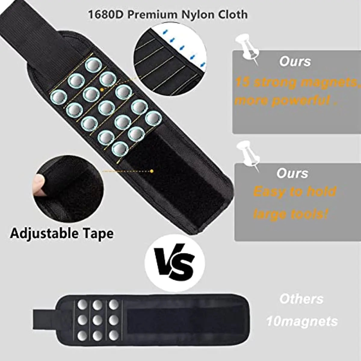 Pulsera magnética para sujetar tornillos, clavos, brocas de perforación, soporte para herramientas de muñeca, cinturones con imanes fuertes, artilugios geniales para hombres y mujeres