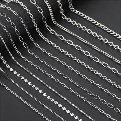 Cadena de Acero Inoxidable de 1m con Cruces y Eslabones O para Hombres y Mujeres - Joyería DIY, Pulsera y Collar de Color Plateado, Choker Punk