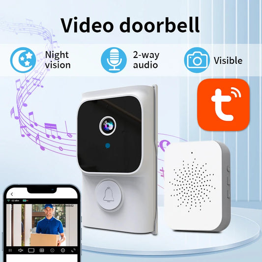 Cámara Timbre Inalámbrico Tuya | 1080p HD, Audio Bidireccional, Intercom Inteligente y Visión Nocturna