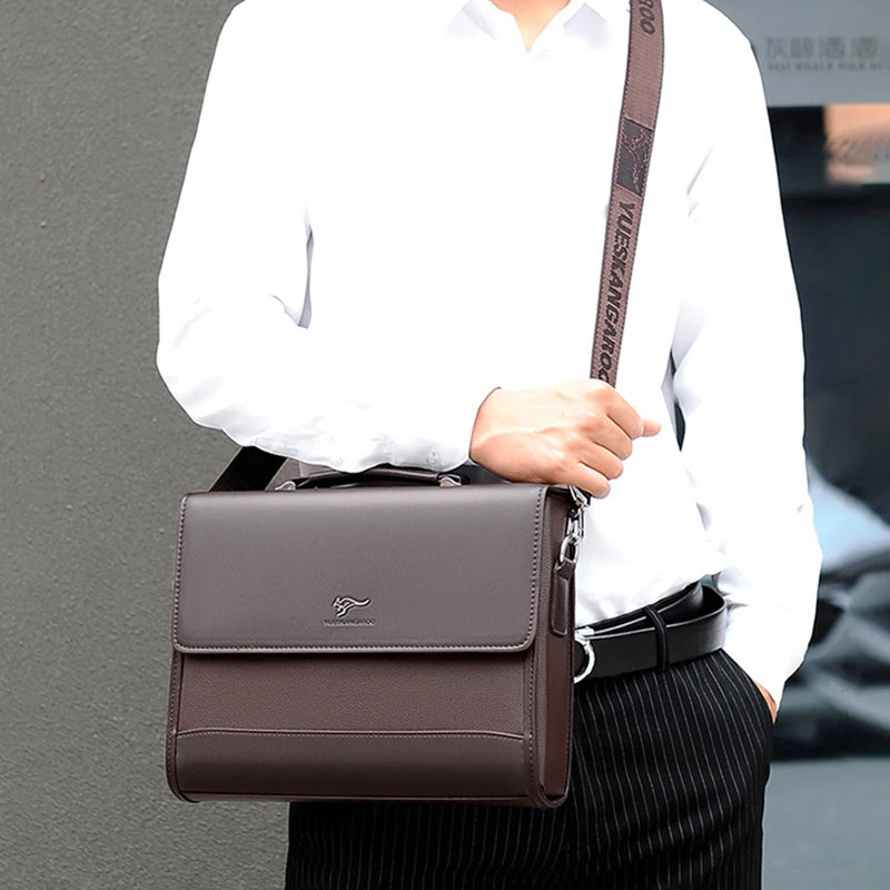 Maletín Ejecutivo de Cuero PU para Hombre - Bolsa de Negocios de Diseño, Bolso Bandolera, Maletín para Documentos y iPad
