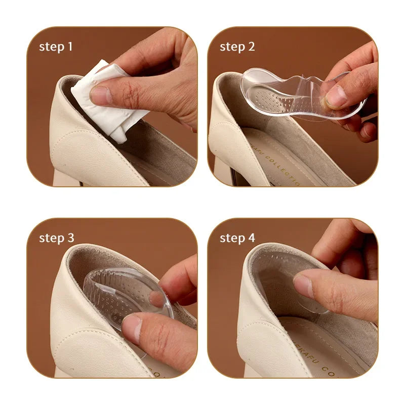 2 Piezas de Almohadillas de Gel Silicona Invisibles para Talón - Protectores Adhesivos para Zapatos y Alivio del Dolor en los Pies
