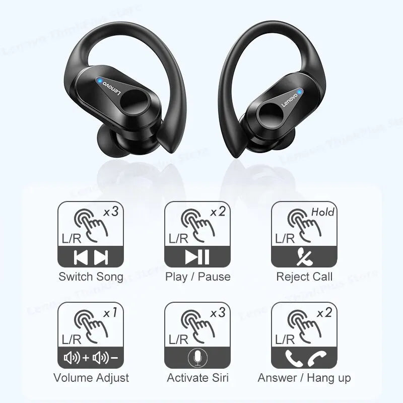 Auriculares Inalámbricos Lenovo LP75 Bluetooth 5.3 - Deportivos, Estéreo HiFi, Reducción de Ruido, Display LED