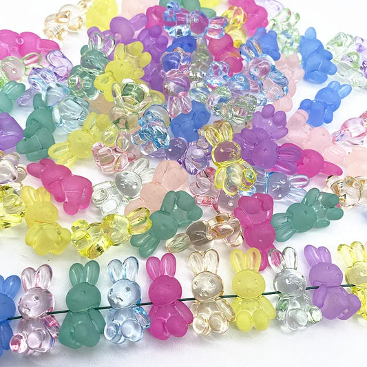 Set de 10 Figuras Transparentes de Acrílico para Anillos y Pulseras DIY - Osito, Conejo y Arcoíris - Ideal para Manualidades y Regalos Hechos en Casa