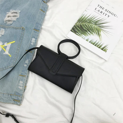 Bolso de Mano para Mujer, Diseño Simple y Elegante, Bolso de Cuero PU de Lujo, Color Sólido, Clutch de Moda