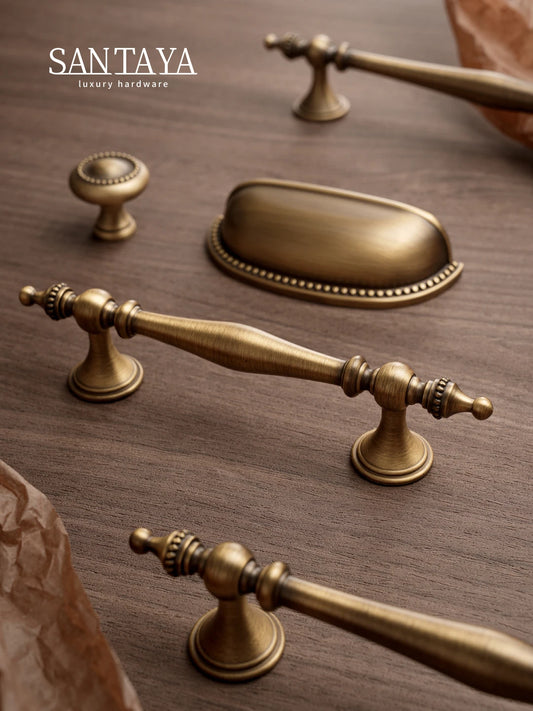 Manijas de Gabinete de Bronce SANTAYA – Tiradores Retro para Muebles y Puertas