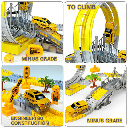 Pista Eléctrica de Tren para Niños con Coches de Ingeniería, Juguetes Educativos para Cumpleaños