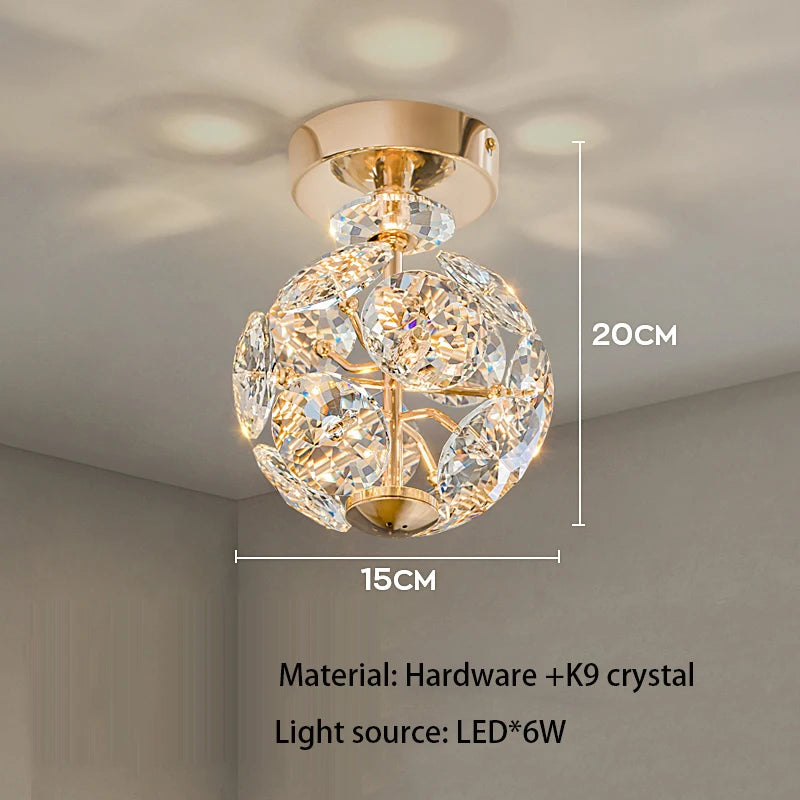 Candelabro Pequeño de Cristal K9 Puro, Lámpara de Pared de Lujo para Pasillo, Decoración Moderna para Bar