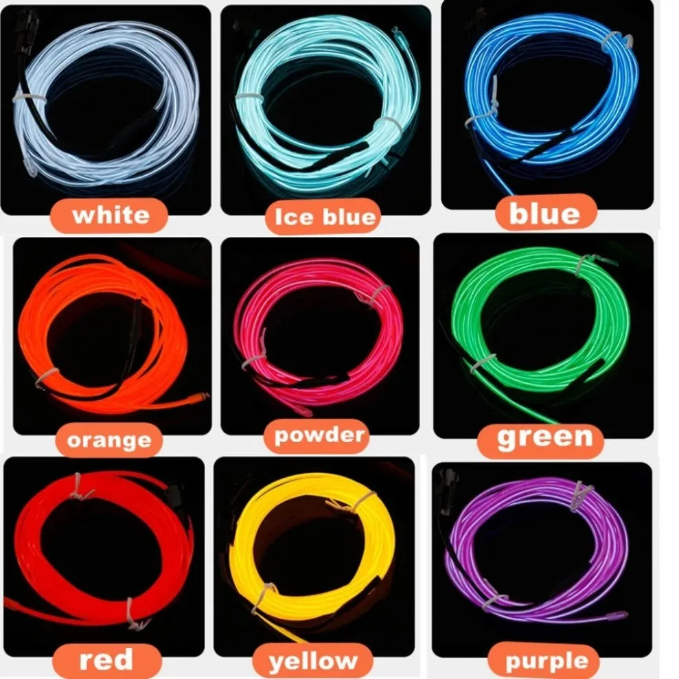 Tira de Neón Flexible EL Light 1M/2M/3M/4M/5M LED Neón para Fiesta, Decoración de Ambiente, Impermeable, Multicolor