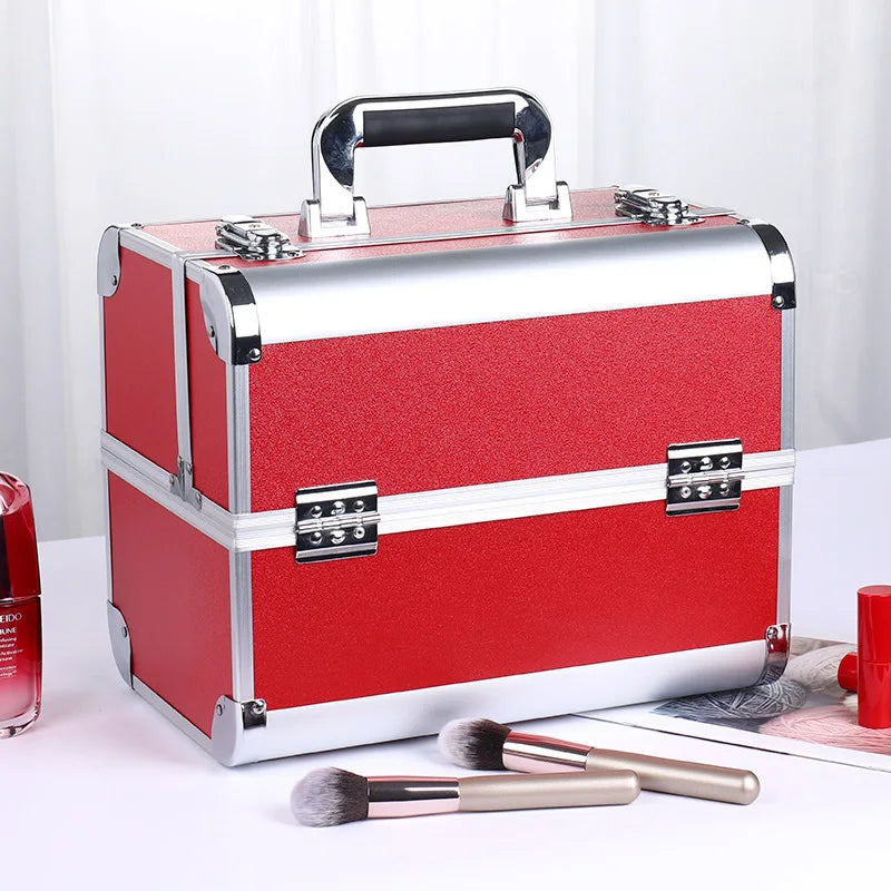 Nuevo Estuche Profesional de Aluminio para Cosméticos | Caja de Herramientas para Peluquería, Estilismo y Manicura con Cerradura de Doble Tarjeta y Diseño Resistente