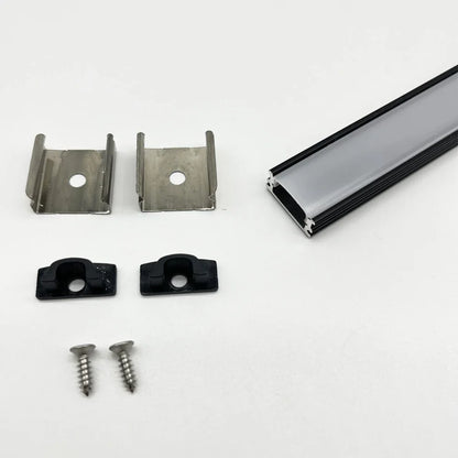 Perfil de Aluminio en Forma V/YW/U de 0.5m para Tira LED, Soporte de Canal, Cubierta DIY en Acabado Negro/Plata, Tiras de Canal de Cubierta Lechosa/Negra