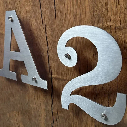 Carteles de Dirección Metálicos Flotantes de Acero Inoxidable de 127 mm/5" para Números y Letras A-Z y 0-9