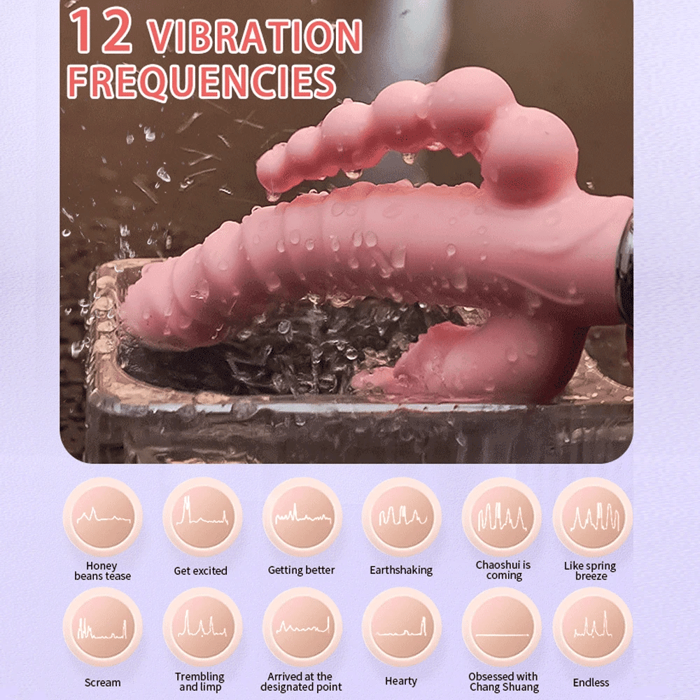 Consolador Vibrador 3 en 1 para Mujeres, Estimulador de Punto G, Clítoris y Tapón Anal, 12 Frecuencias de Vibración