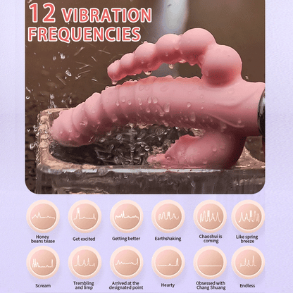 Consolador Vibrador 3 en 1 para Mujeres, Estimulador de Punto G, Clítoris y Tapón Anal, 12 Frecuencias de Vibración