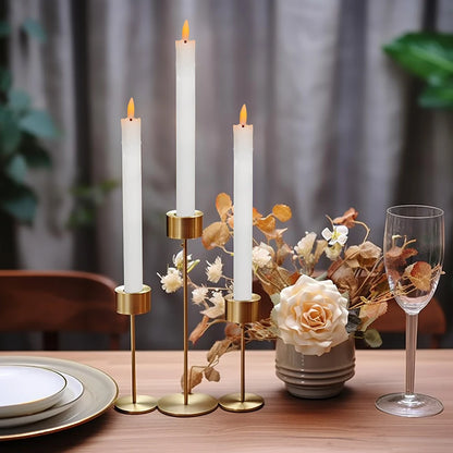 Velas Cónicas sin Llama Marfil Parpadeantes con Control Remoto de 10 Teclas, Luces LED con Mecha 3D, Velas de Ventana para Decoración Navideña, Hogar y Bodas