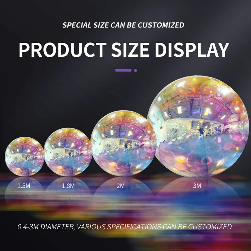 Bola de Espejo Inflable Iridiscente - Globo Gigante Sellado de PVC para Decoración de Bodas y Eventos