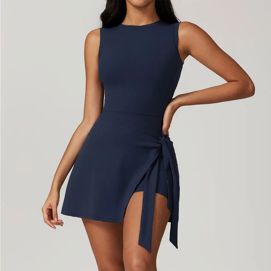 Conjunto de Gym para Mujer - Bodysuit Sin Espalda, Monos de Entrenamiento, Jumpsuit con Falda, Traje de Yoga