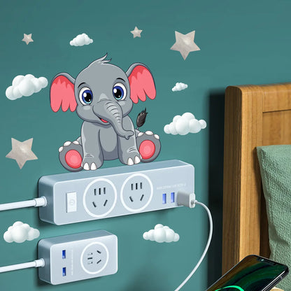 Pegatinas Luminosas de Pared con Forma de Nube y Pequeño Elefante para Decoración de Habitación de Bebés y Niños, Decoración del Hogar, Calcomanía Combinada que Brilla en la Oscuridad