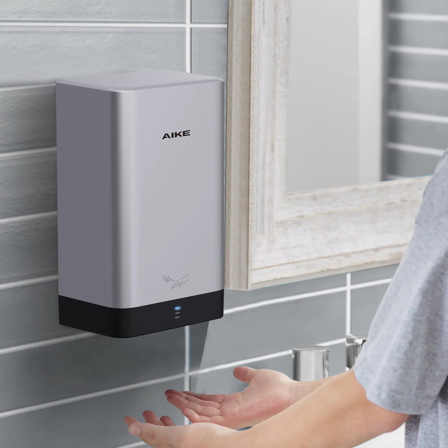 AIKE Secador de Manos Mini Portátil Automático - Secado Rápido en 10-15s para Baños y Hogares (Modelo AK2822)