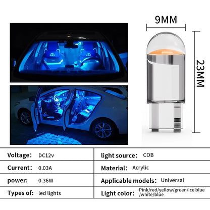 10X Nuevas Luces LED W5W Canbus T10 para Automóviles COB de Vidrio Partes Interiores 6000K Blanco Lámpara de Placa de Matrícula Luz de Lectura 12V