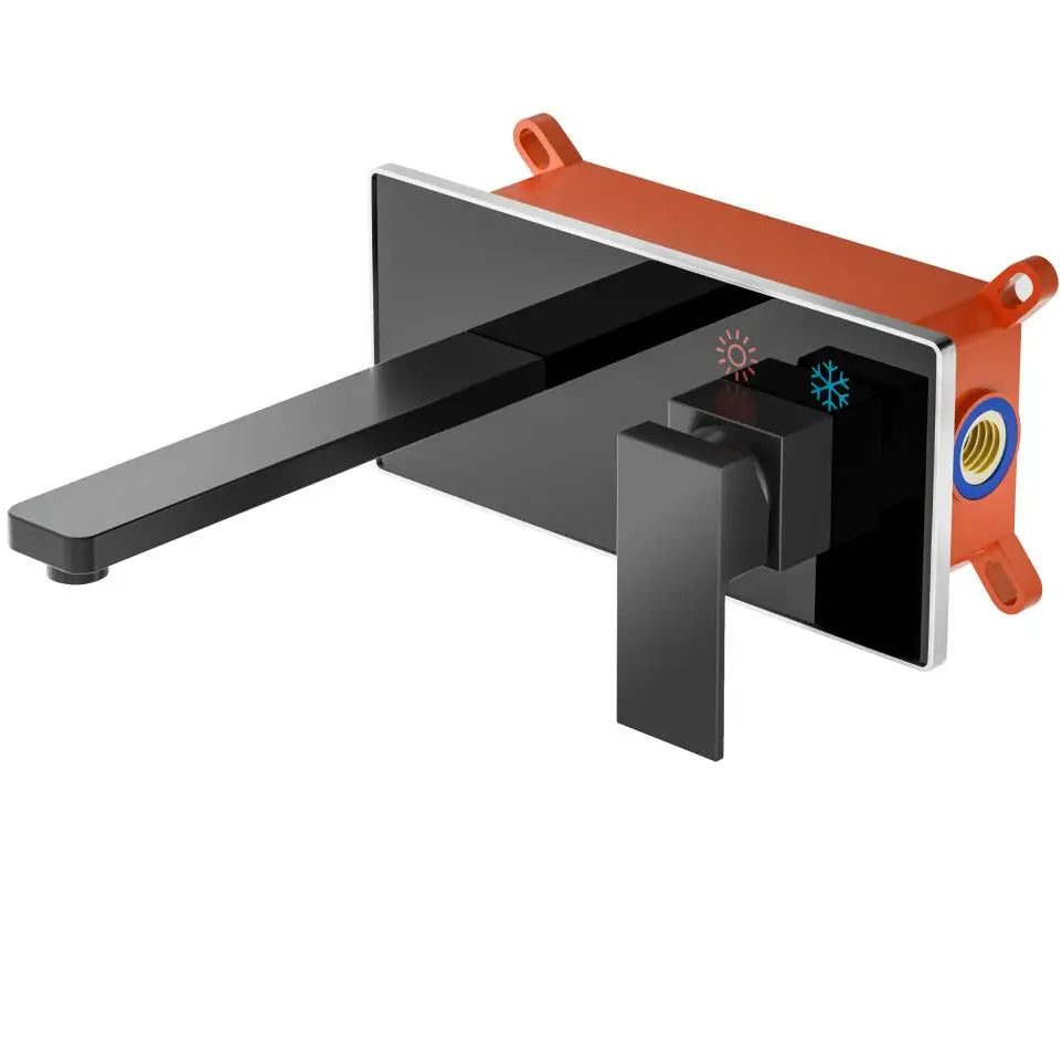Grifo de Baño de Lujo BAKALA | Grifo de Lavabo Matte Black | Mezclador de Cobre Cuadrado Montado en Pared LT-320BR