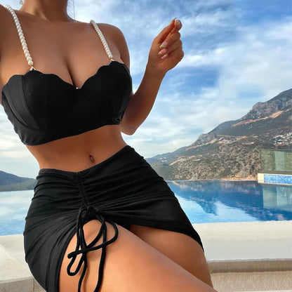 Traje de Baño de Color Sólido para Mujeres: Off Shoulder, Sexy y de Algodón