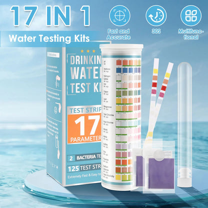 Tiras Reactivas para Acuarios, Kit de Prueba de Agua Dulce y Salada, Herramienta de Medición de pH y Carbonatos, 5-17 en 1, 100/125 Unidades